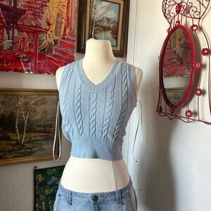 jessica simpson light blue knit cropped sweater vest